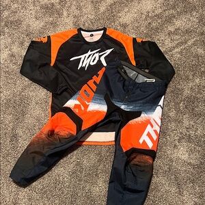 Thor Black and Orange Racing Gear